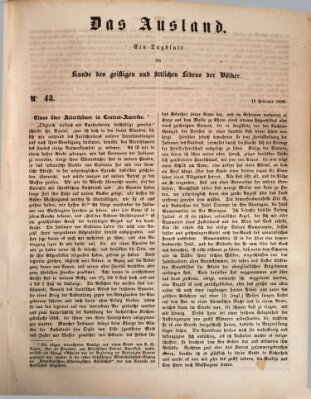 Das Ausland Dienstag 19. Februar 1850