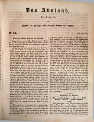 Das Ausland Donnerstag 28. Februar 1850