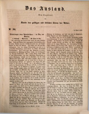 Das Ausland Montag 22. April 1850