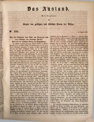 Das Ausland Donnerstag 15. August 1850