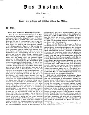 Das Ausland Donnerstag 4. November 1852