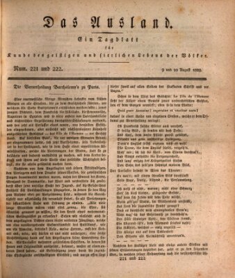 Das Ausland Sonntag 9. August 1829