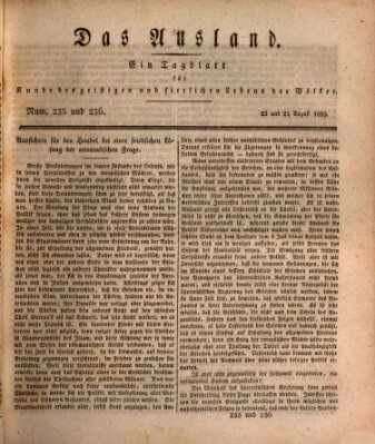 Das Ausland Montag 24. August 1829