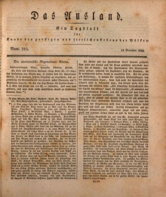 Das Ausland Mittwoch 11. November 1829