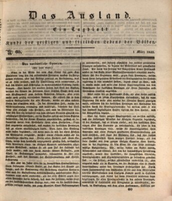 Das Ausland Sonntag 1. März 1835