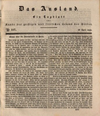 Das Ausland Montag 27. April 1835