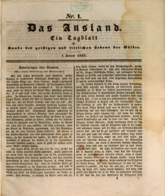 Das Ausland Sonntag 1. Januar 1837