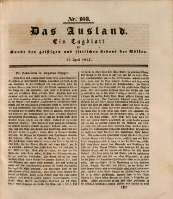 Das Ausland Donnerstag 13. April 1837