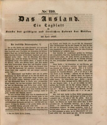 Das Ausland Donnerstag 20. April 1837