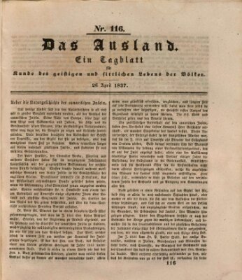 Das Ausland Mittwoch 26. April 1837