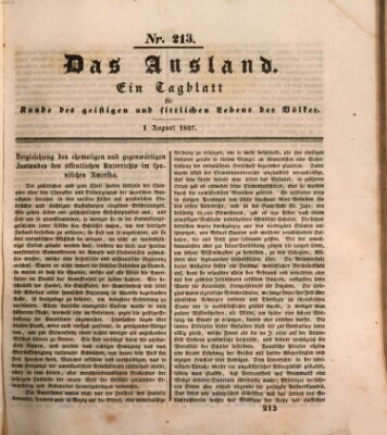 Das Ausland Dienstag 1. August 1837