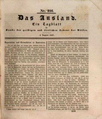 Das Ausland Freitag 4. August 1837