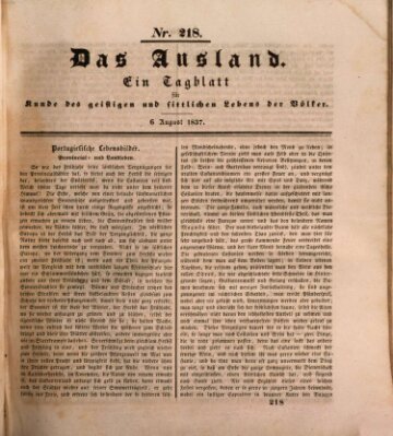 Das Ausland Sonntag 6. August 1837