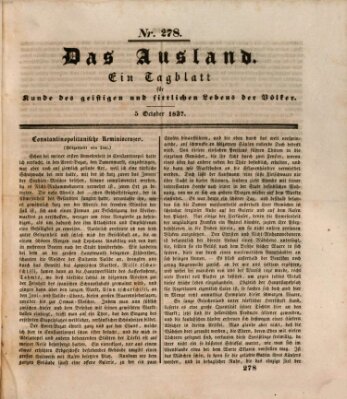Das Ausland Donnerstag 5. Oktober 1837