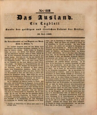 Das Ausland Sonntag 22. April 1838