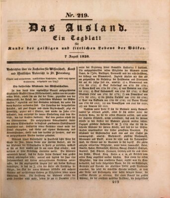 Das Ausland Dienstag 7. August 1838