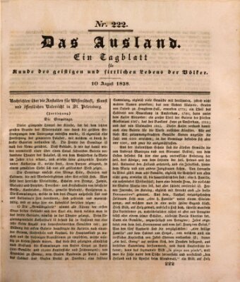 Das Ausland Freitag 10. August 1838