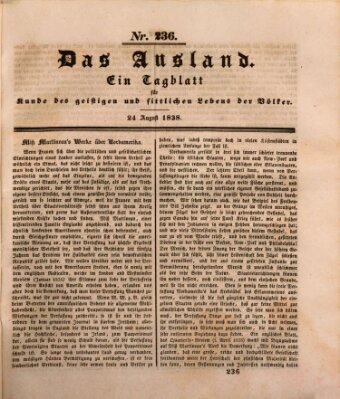 Das Ausland Freitag 24. August 1838