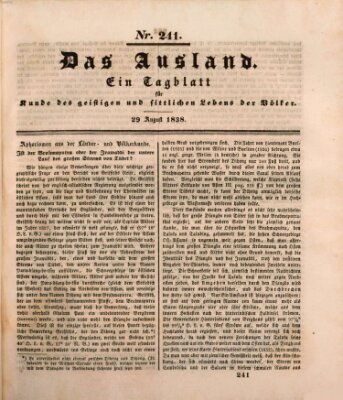 Das Ausland Mittwoch 29. August 1838