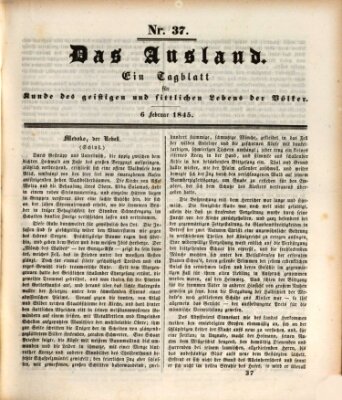 Das Ausland Donnerstag 6. Februar 1845