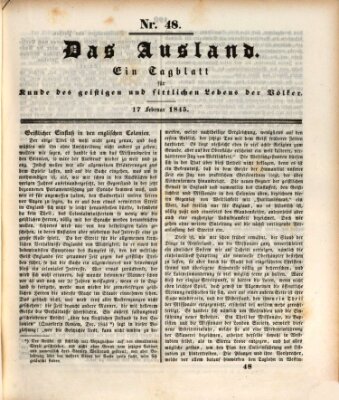 Das Ausland Montag 17. Februar 1845