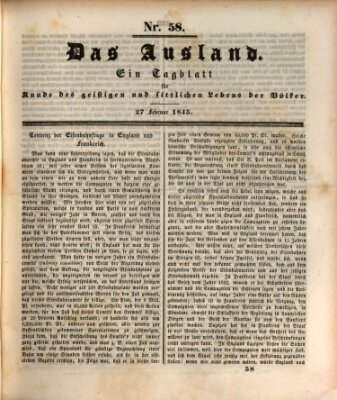Das Ausland Donnerstag 27. Februar 1845