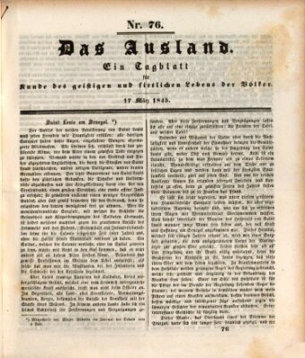 Das Ausland Montag 17. März 1845