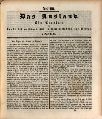 Das Ausland Mittwoch 2. April 1845
