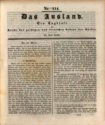Das Ausland Donnerstag 24. April 1845