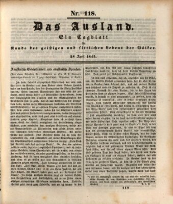 Das Ausland Montag 28. April 1845