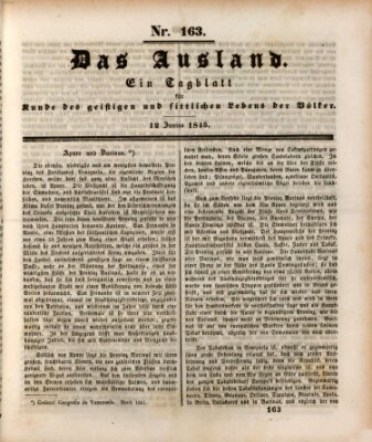 Das Ausland Donnerstag 12. Juni 1845