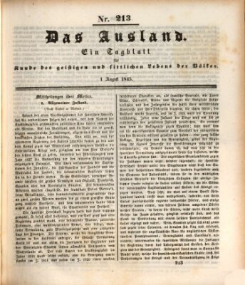 Das Ausland Freitag 1. August 1845