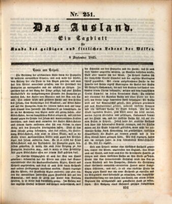 Das Ausland Montag 8. September 1845