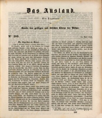Das Ausland Montag 13. April 1846