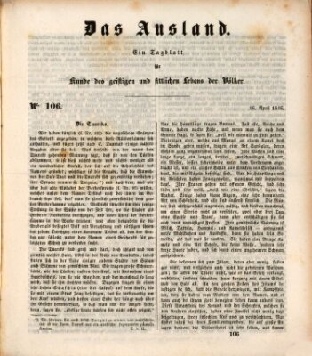 Das Ausland Donnerstag 16. April 1846