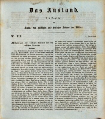 Das Ausland Dienstag 21. April 1846