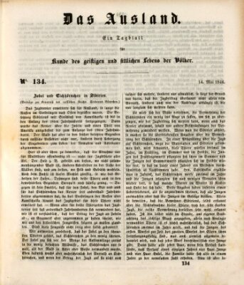 Das Ausland Donnerstag 14. Mai 1846