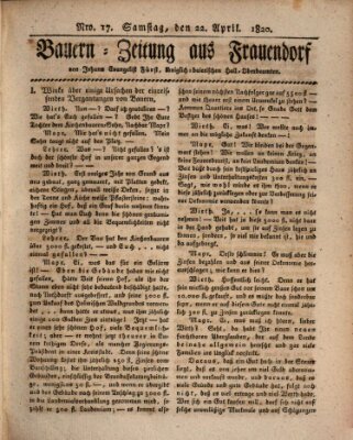 Bauern-Zeitung aus Frauendorf Samstag 22. April 1820