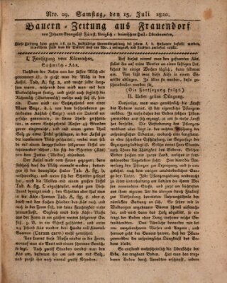 Bauern-Zeitung aus Frauendorf Samstag 15. Juli 1820