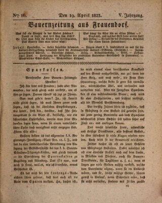 Bauern-Zeitung aus Frauendorf Samstag 19. April 1823