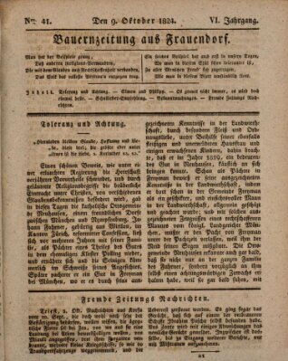 Bauern-Zeitung aus Frauendorf Samstag 9. Oktober 1824