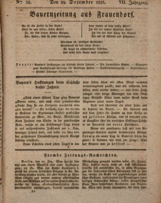 Bauern-Zeitung aus Frauendorf Donnerstag 29. Dezember 1825