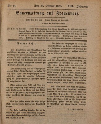 Bauern-Zeitung aus Frauendorf Samstag 28. Oktober 1826