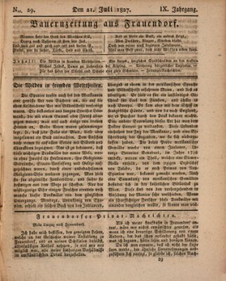 Bauern-Zeitung aus Frauendorf Samstag 21. Juli 1827