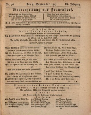 Bauern-Zeitung aus Frauendorf Samstag 8. September 1827