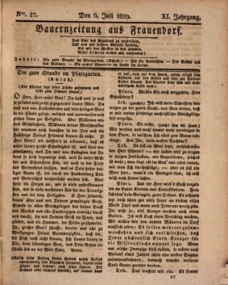 Bauern-Zeitung aus Frauendorf Montag 6. Juli 1829