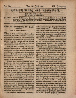 Bauern-Zeitung aus Frauendorf Montag 26. Juli 1830