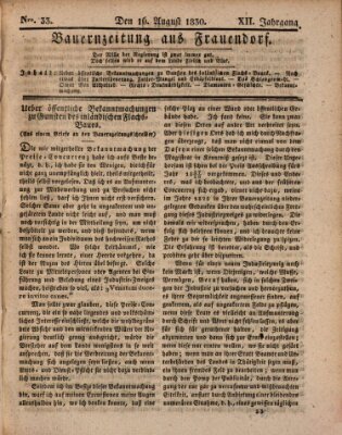 Bauern-Zeitung aus Frauendorf Montag 16. August 1830