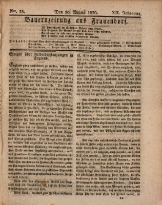 Bauern-Zeitung aus Frauendorf Montag 30. August 1830