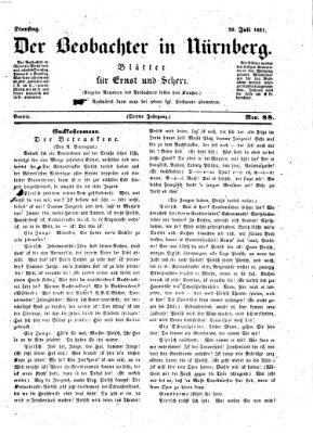 Der Beobachter in Nürnberg (Nürnberger Beobachter) Dienstag 29. Juli 1851